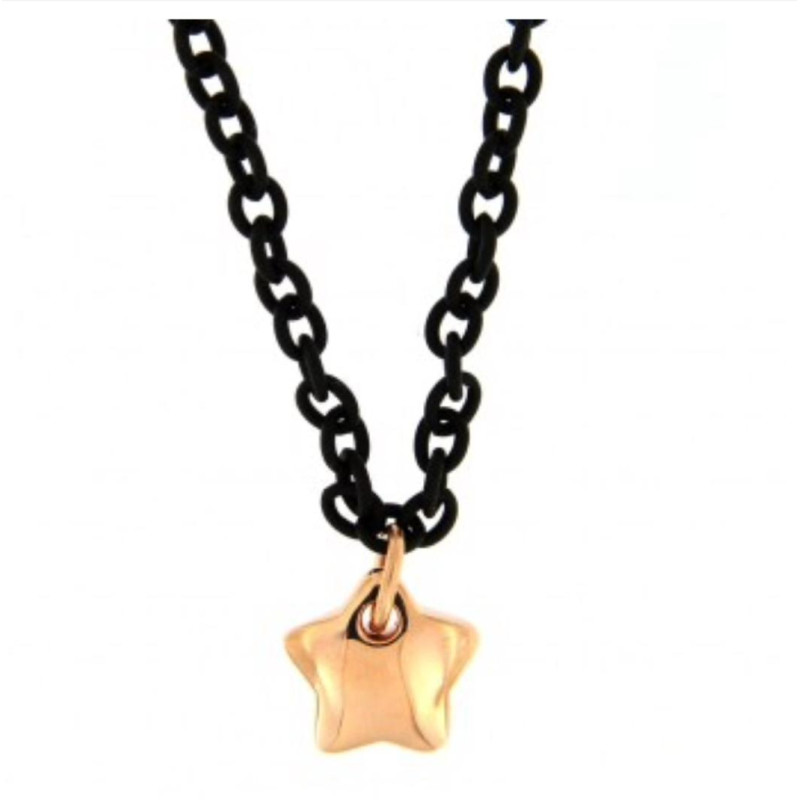 Marcello Pane - COLLANA CON CATENA RUBBER NERA E CIONDOLO STELLA